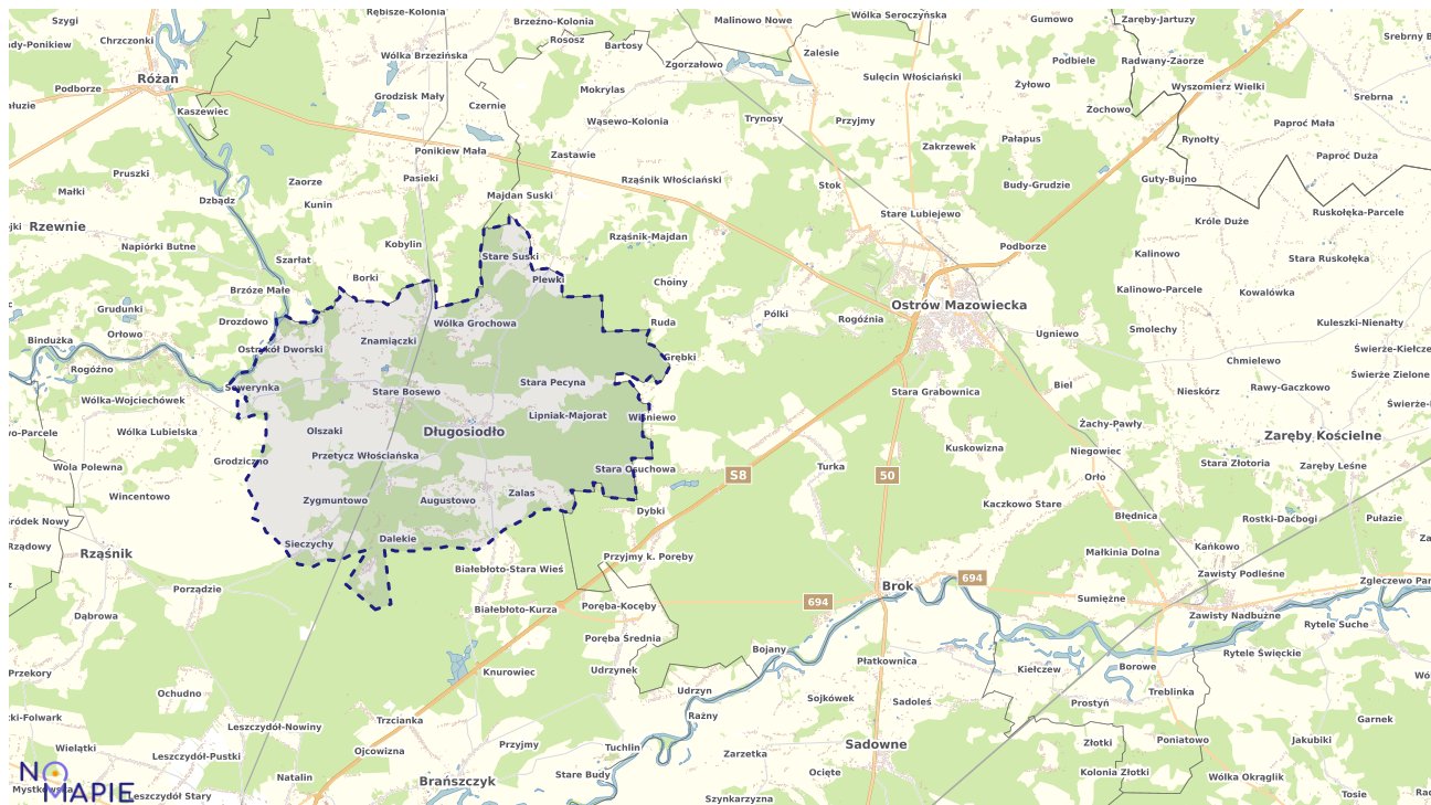 Mapa obszarów ochrony przyrody Długosiodła