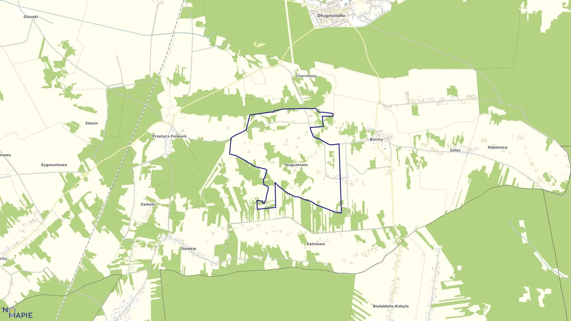 Mapa obrębu AUGUSTOWO w gminie Długosiodło