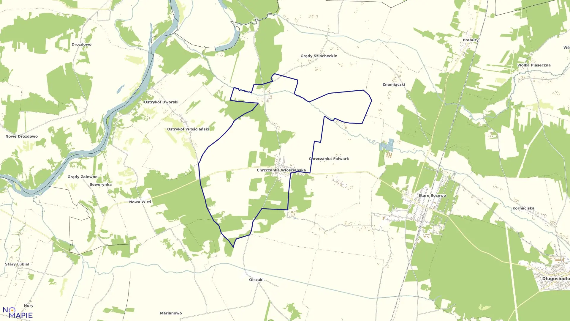 Mapa obrębu CHRZCZANKA WŁOŚC. w gminie Długosiodło