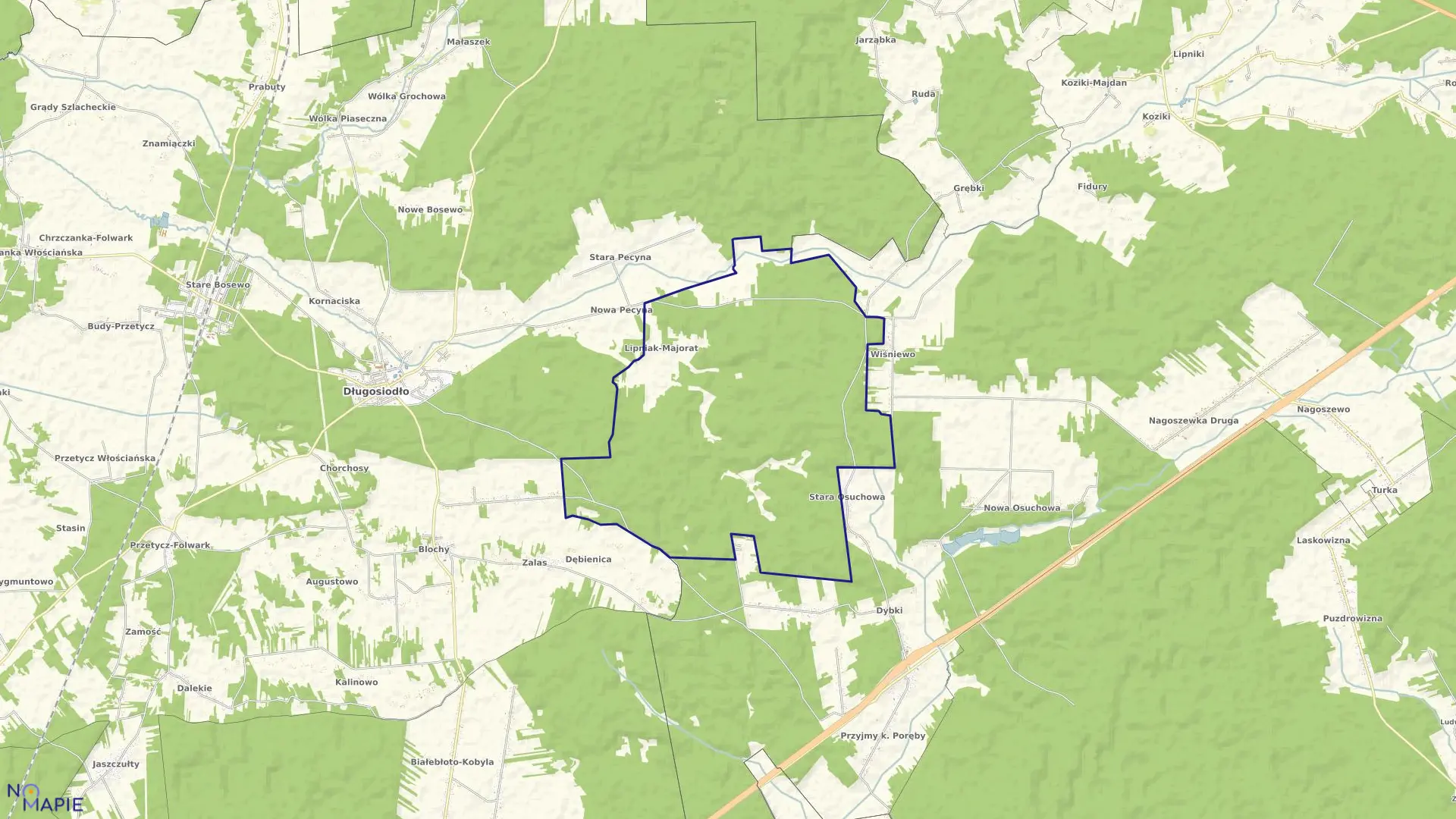 Mapa obrębu LIPNIAK MAJORAT w gminie Długosiodło