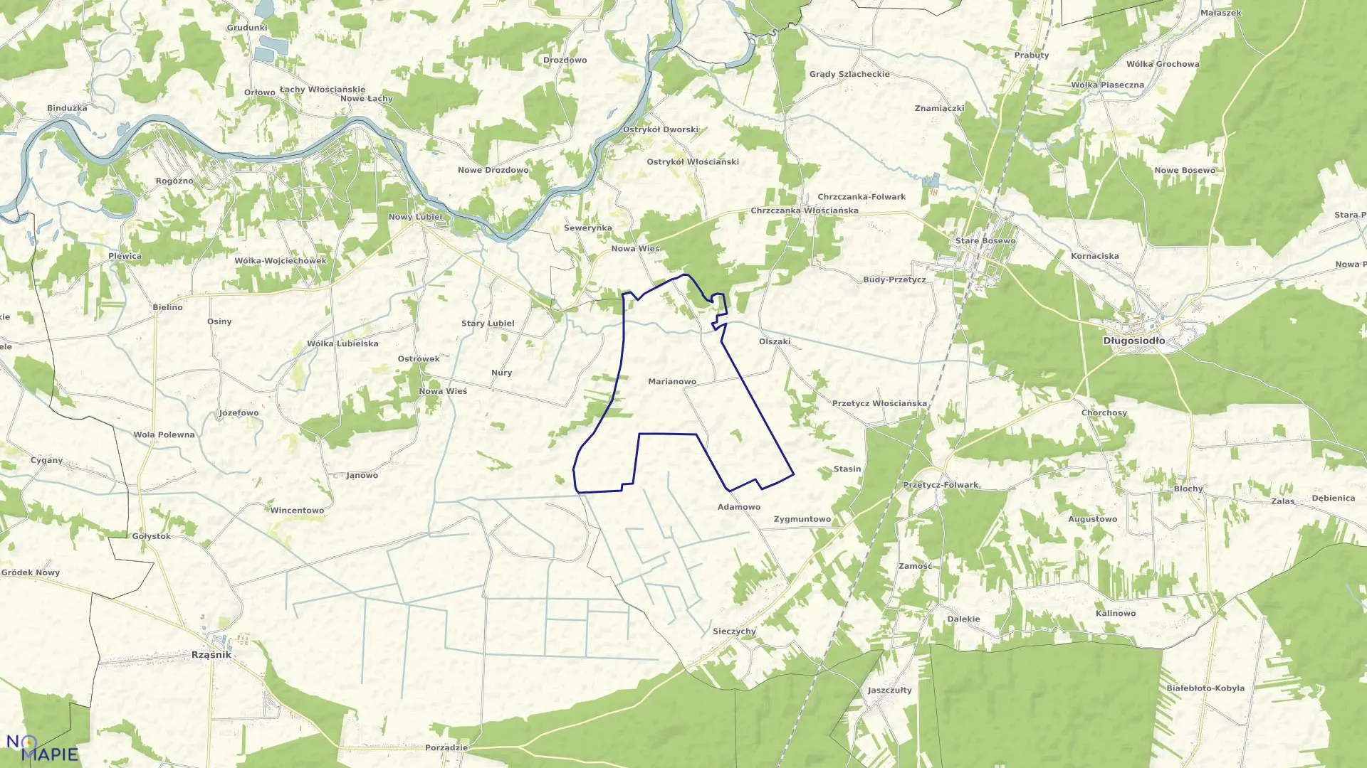 Mapa obrębu MARIANOWO w gminie Długosiodło