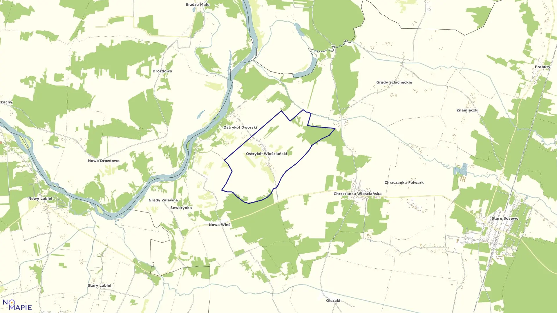 Mapa obrębu OSTRYKÓŁ WŁOŚĆ w gminie Długosiodło