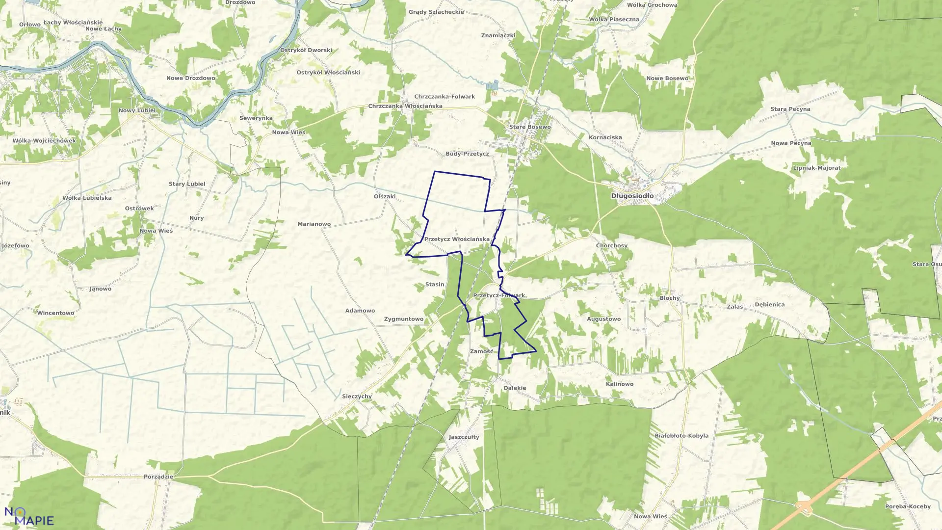 Mapa obrębu PRZETYCZ WŁOŚĆ w gminie Długosiodło