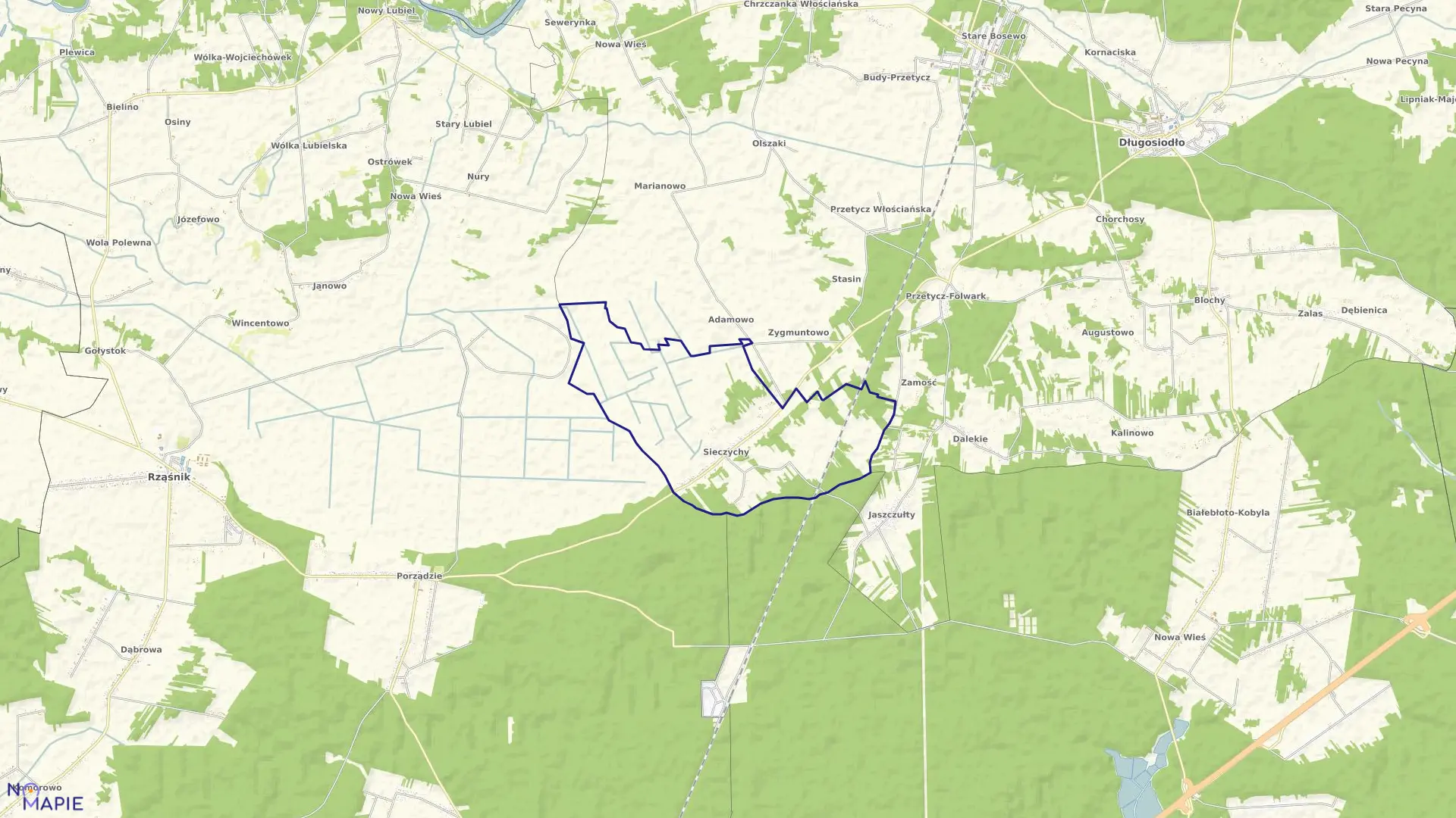 Mapa obrębu SIECZYCHY w gminie Długosiodło