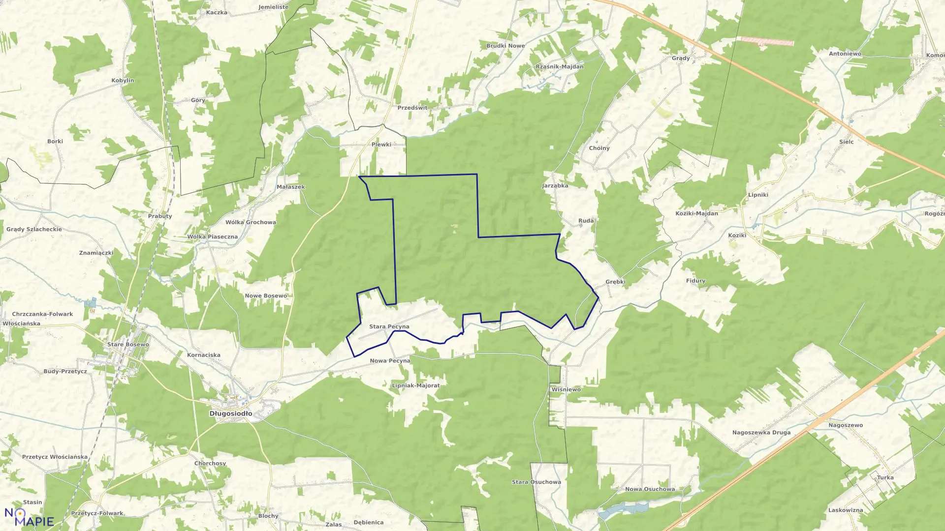 Mapa obrębu STARA PECYNA w gminie Długosiodło