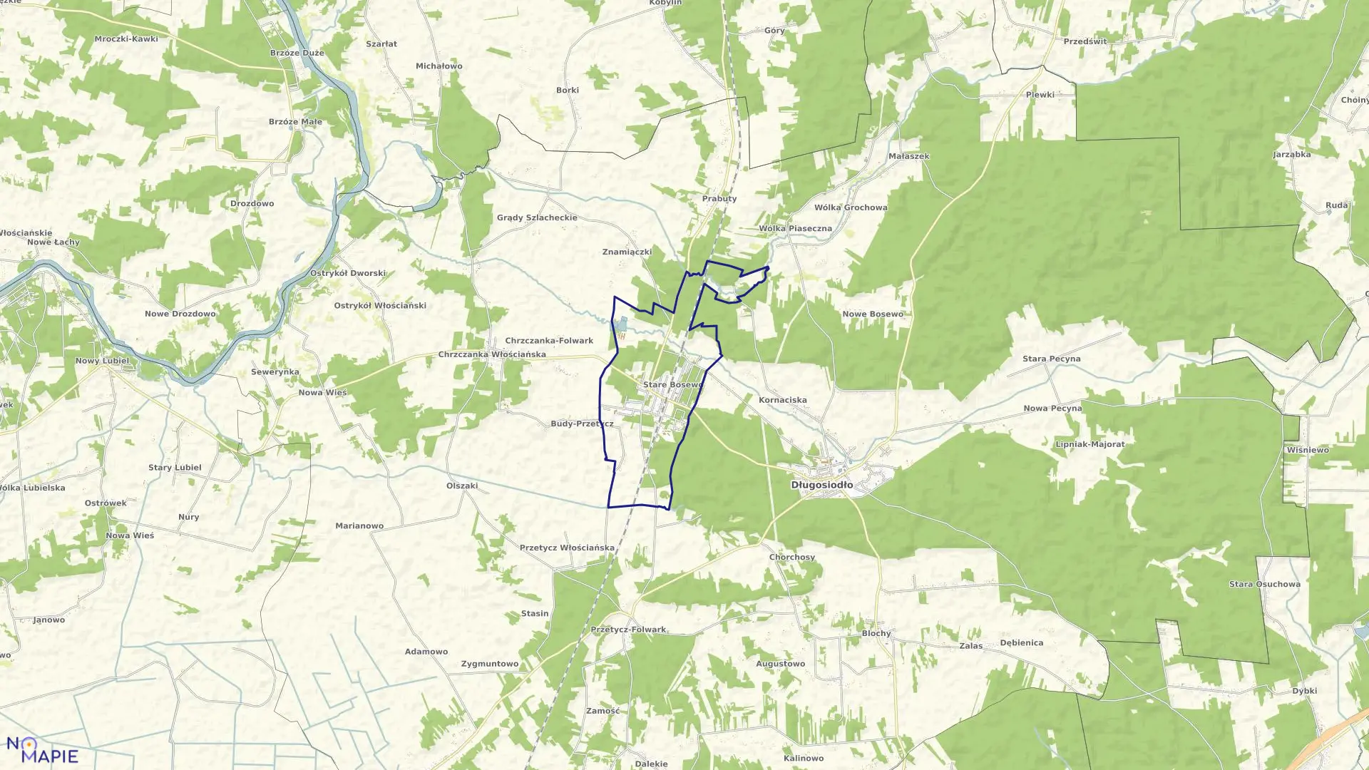 Mapa obrębu STARE BOSEWO w gminie Długosiodło