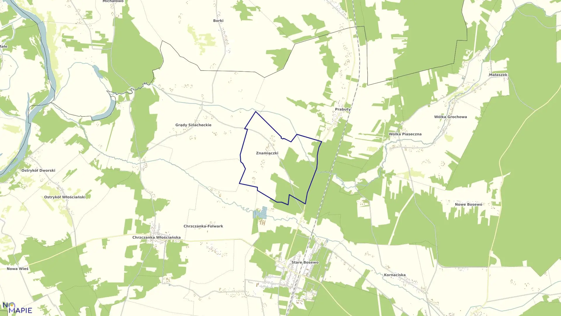 Mapa obrębu ZNAMIĄCZKI w gminie Długosiodło